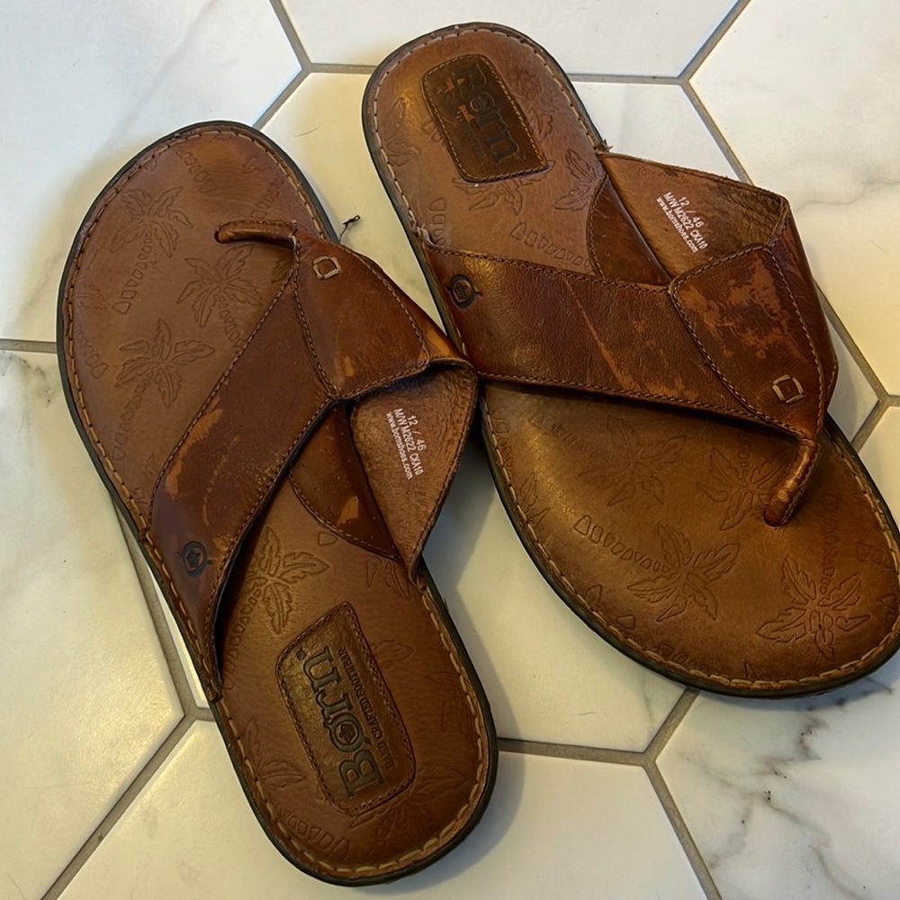 Born Mens Cognac Sandal Size 12